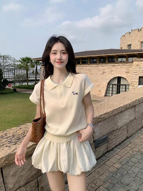 韩系学院风polo领短袖针织t恤女2025夏季新款修身显瘦学生上衣ins