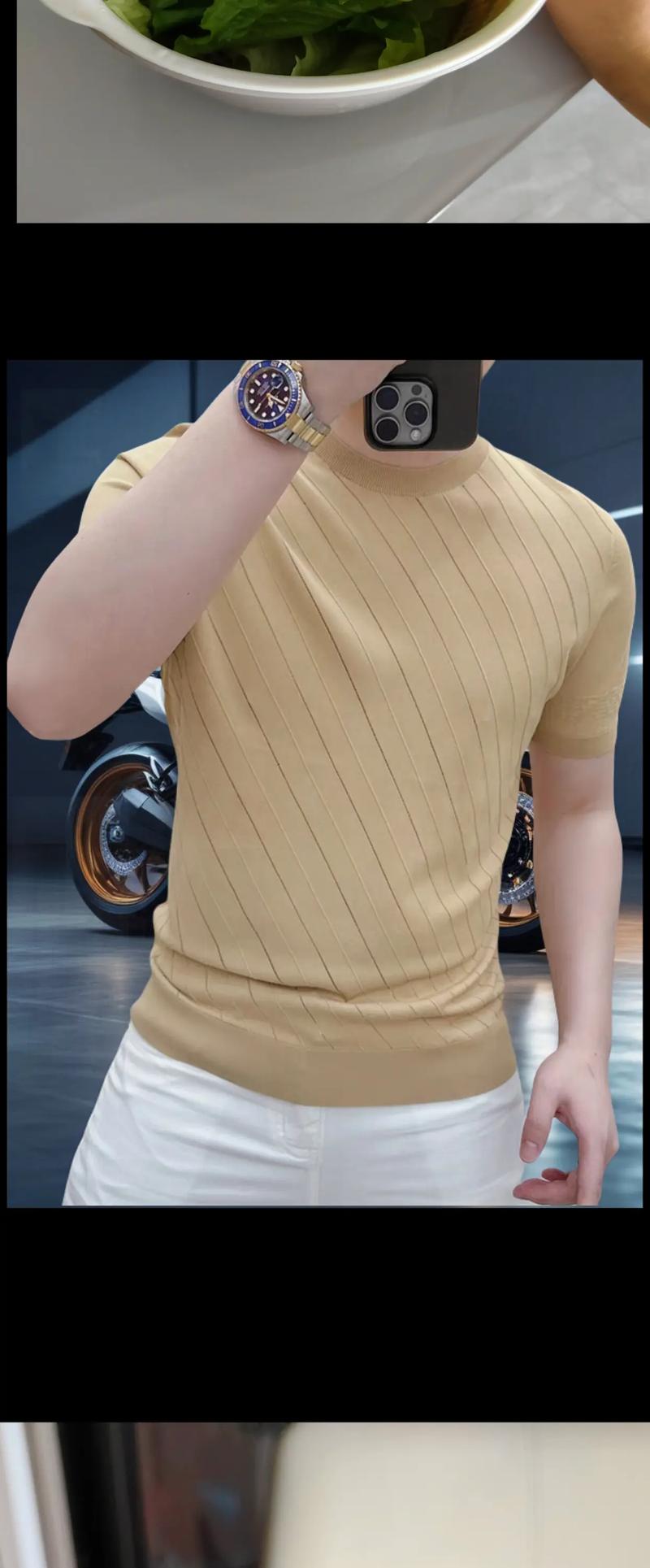 夏季必备的高档冰麻针织短袖体恤